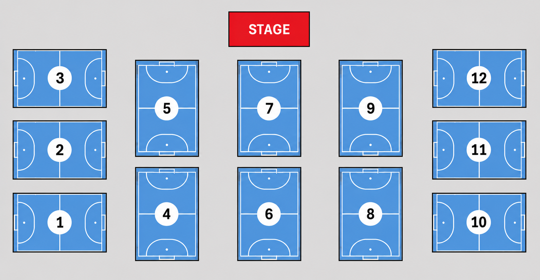 Mapa de las 12 canchas del Puerto Rico International Futsal Championship 2026